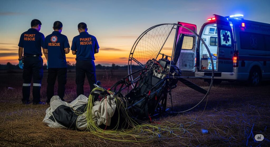 Крушение парамотора на Пхукете: пострадали иностранец и местный житель