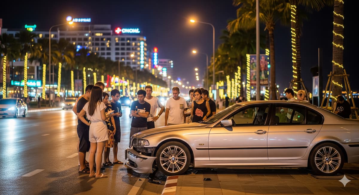 BMW сбил женщину на тротуаре у пляжа Паттайи